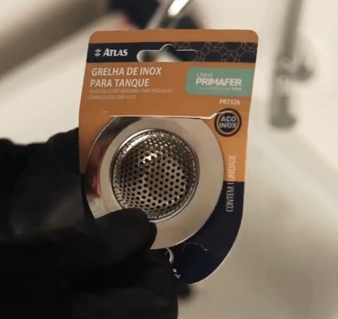 Grelha de inox Atlas para tanque na embalagem